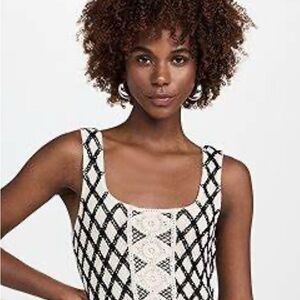 Z Supply Black and White Patterned Crochet Tank